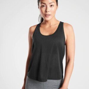Athleta Vapor Scoop Sheer Racer Back Tank Top in Black, size XL